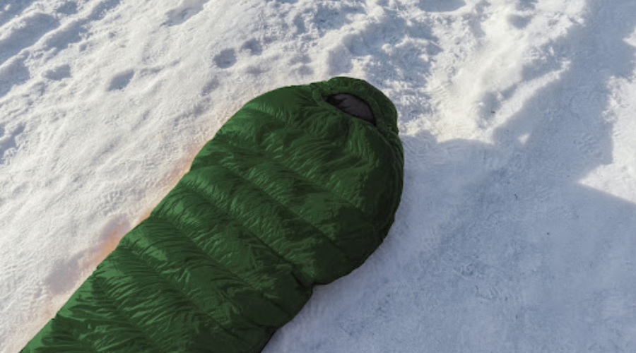 Sleeping bag on a snow 