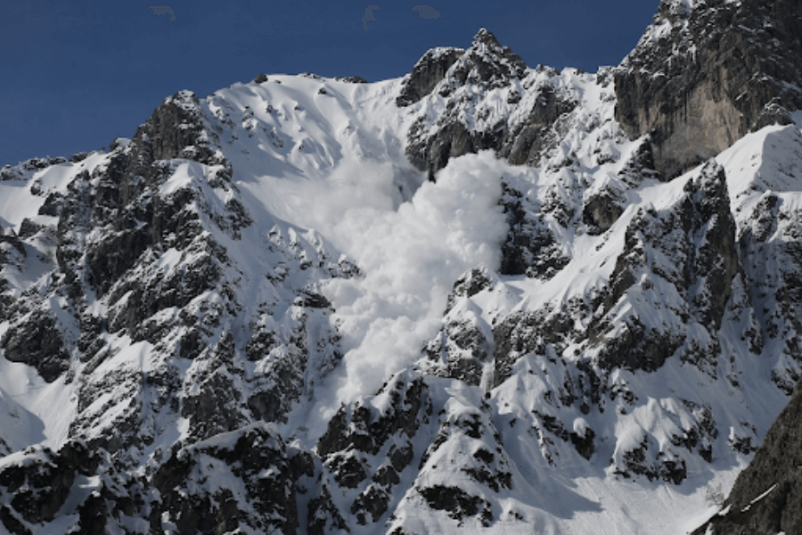 an avalanche in the mountains