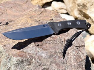 ANV® P400 Fixed Blade Knife - Satin, leather sheath
