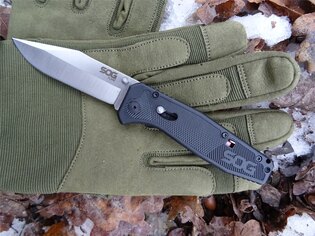 SOG® Flare Folding Knife - satin, black handle